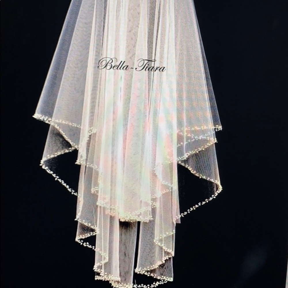 Two tier beaded wedding veil with blusher